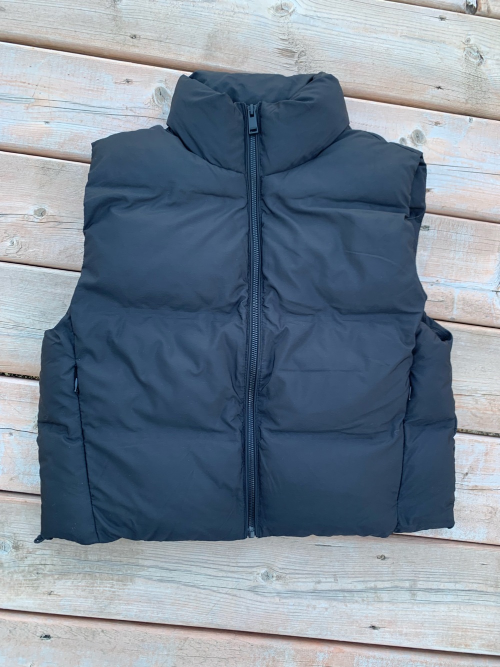 Zara Black Puffer Vest Full Zip Pockets Cropped Short Length Boxy